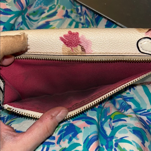 Coach Cream and Pink Floral Wallet - Picture 5 of 5